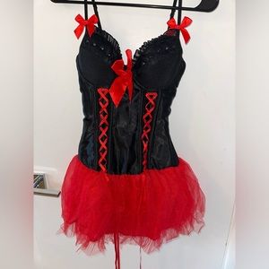 DREAMGIRL~SEXY DEVIL "HELL TO PAY" LIGHT UP COSTUME Small 2-6 ~NO Garters